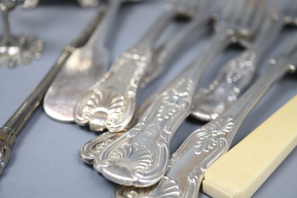 Assorted silver including a Victorian silver cream jug, silver posy vase, four silver napkin rings etc.